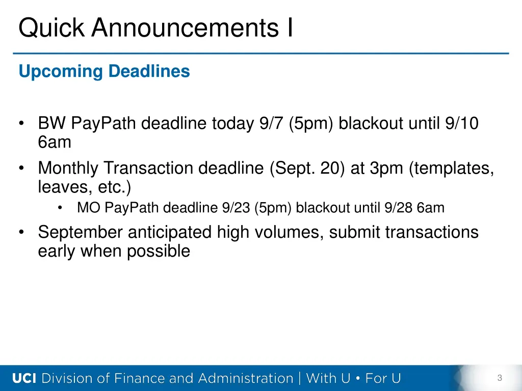 quick announcements i