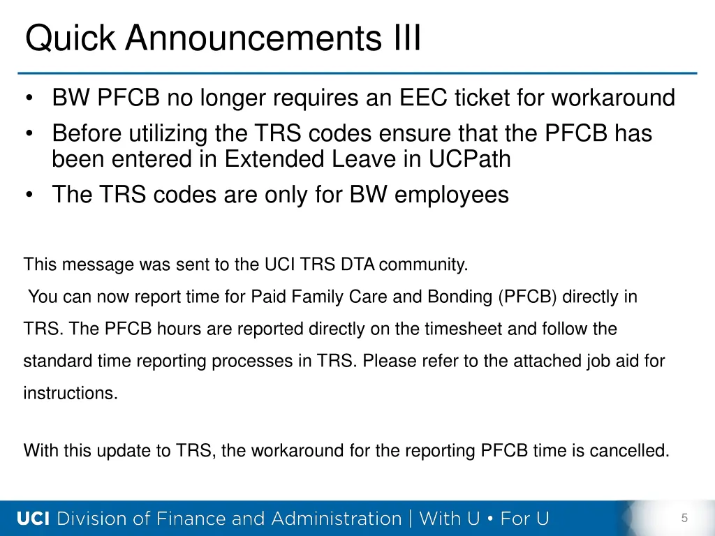 quick announcements iii