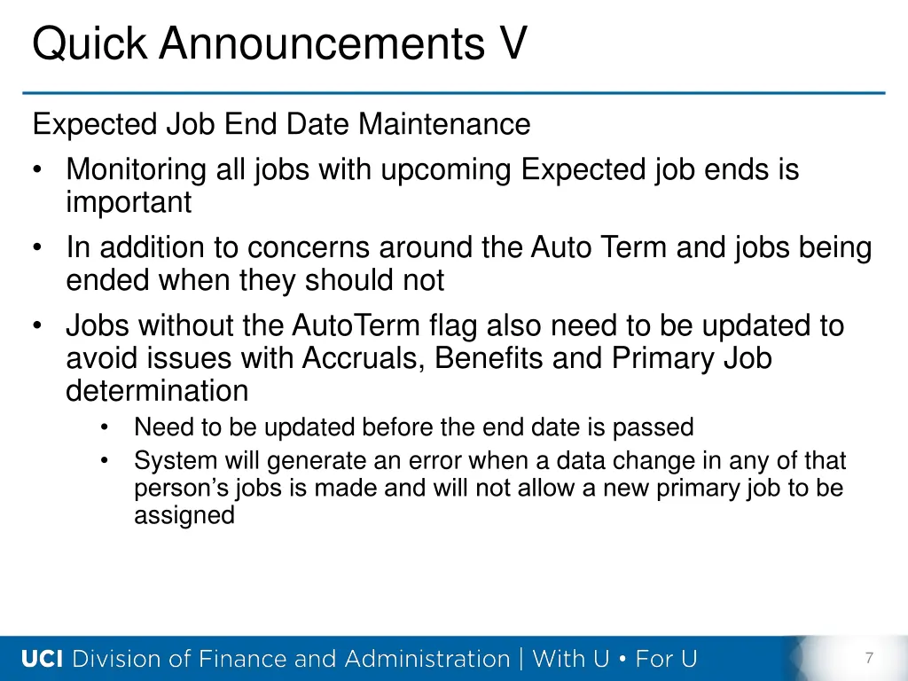 quick announcements v