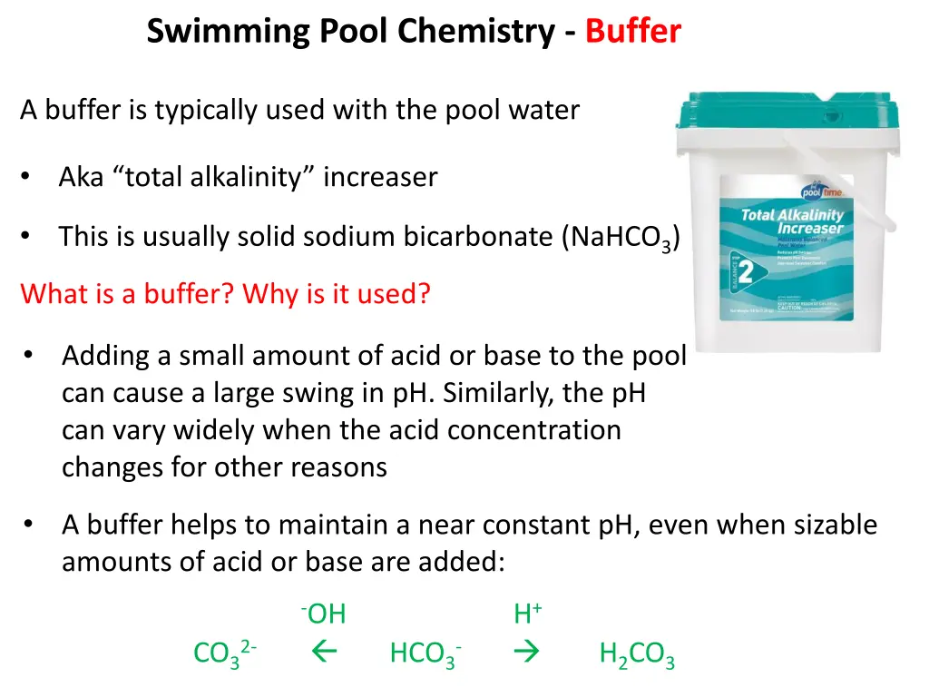 swimming pool chemistry buffer