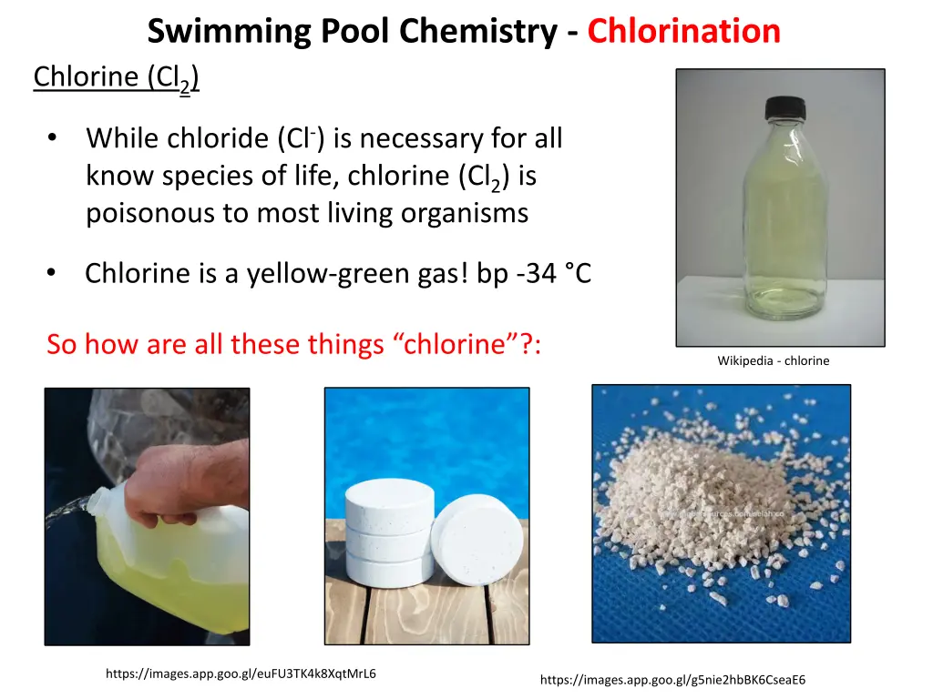 swimming pool chemistry chlorination chlorine cl 2