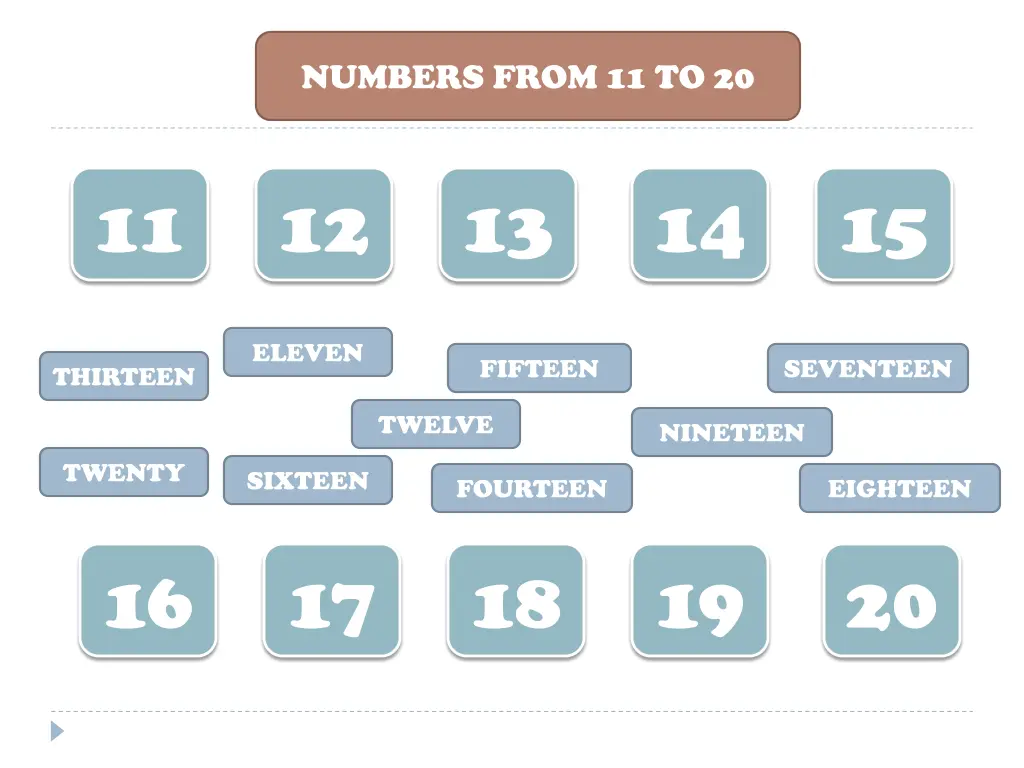 numbers from 11 to 20