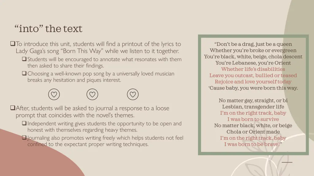 into the text