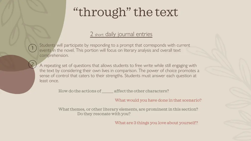 through the text