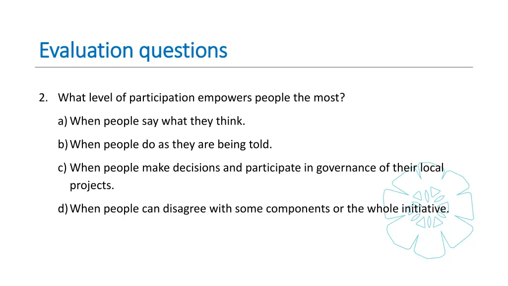 evaluation questions evaluation questions 2