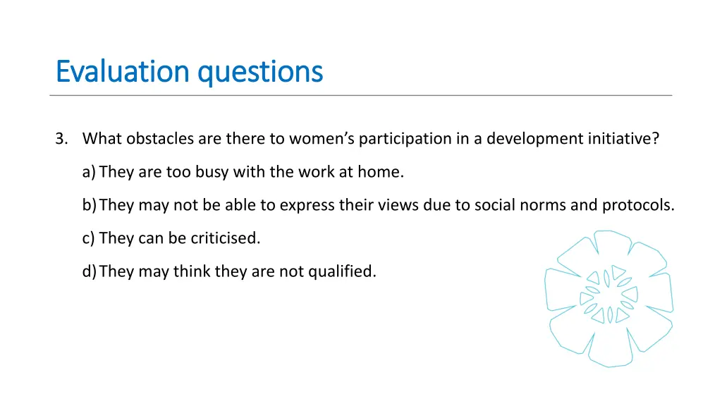 evaluation questions evaluation questions 3