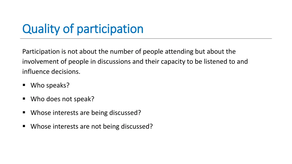 quality of participation quality of participation