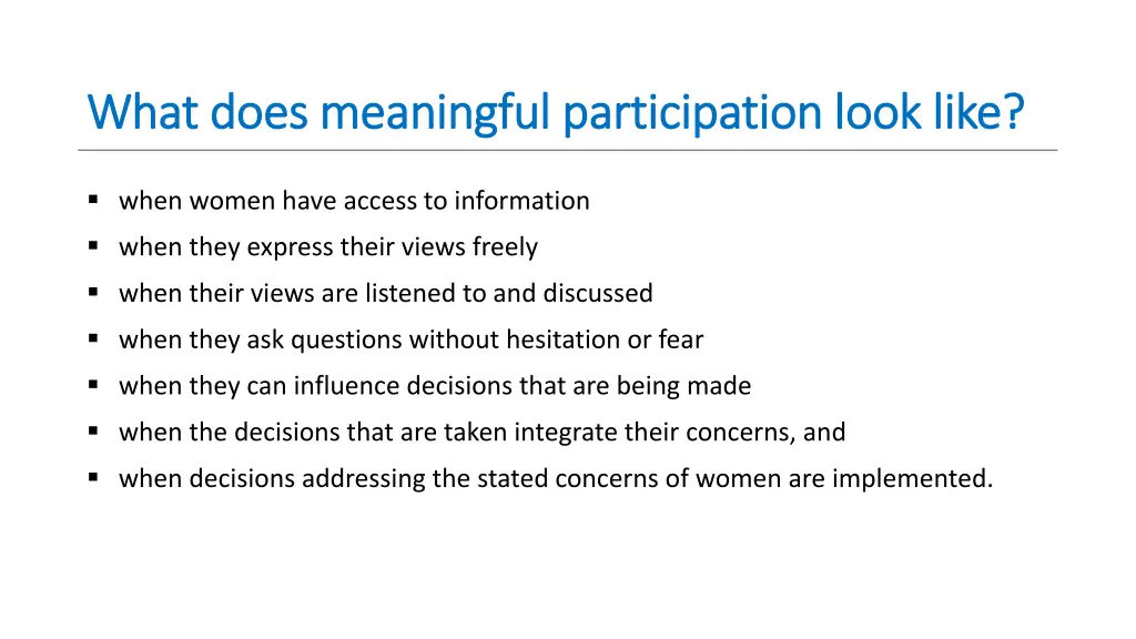 what does meaningful participation look like what
