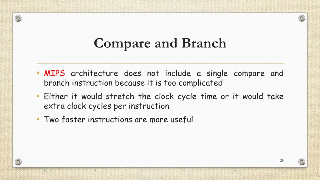 compare and branch