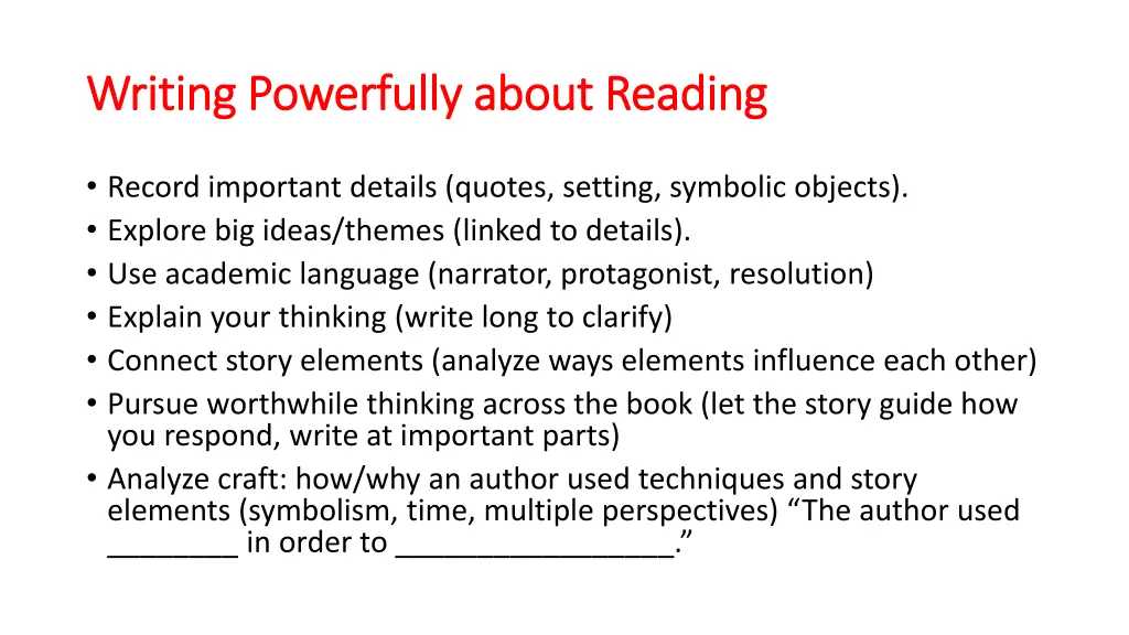 writing powerfully about reading writing