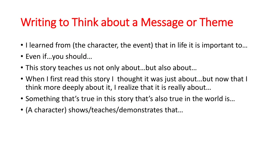 writing to think about a message or theme writing