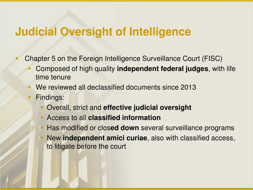 judicial oversight of intelligence