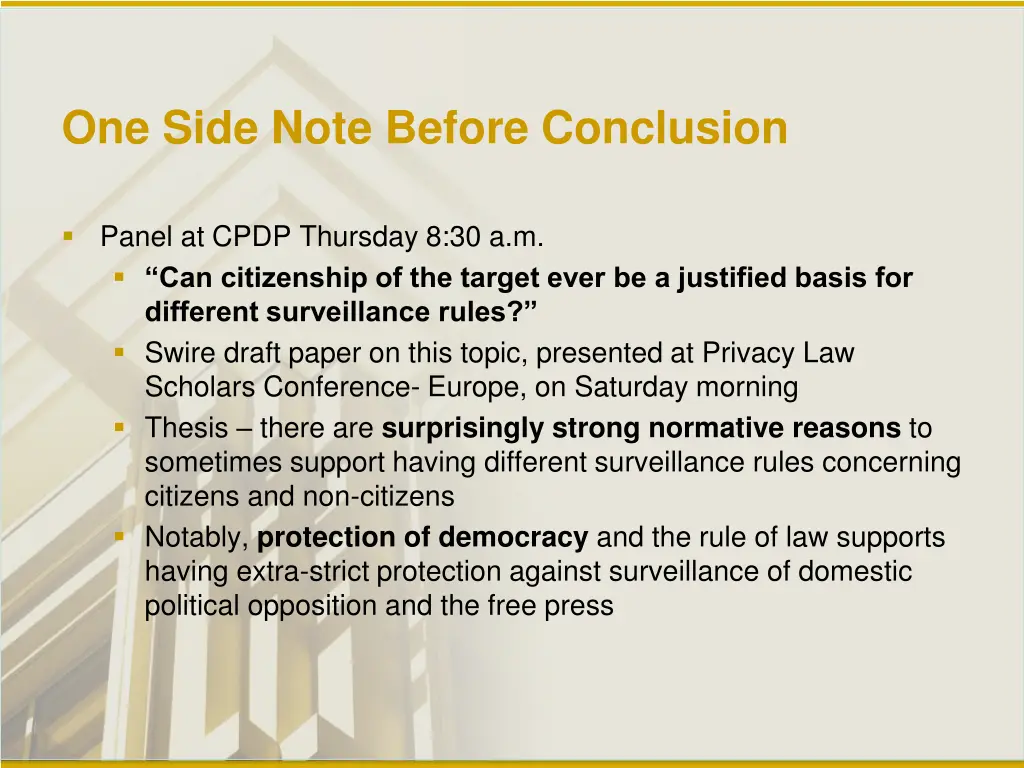 one side note before conclusion