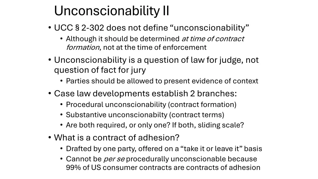 unconscionability ii ucc 2 302 does not define