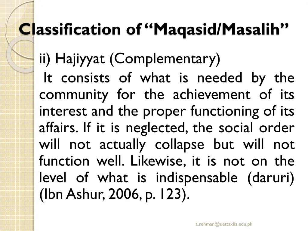 classification of maqasid masalih