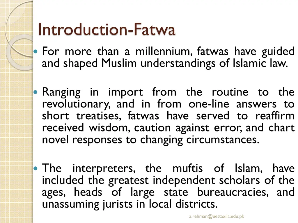 introduction fatwa for more than a millennium