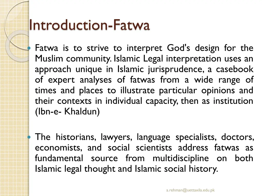 introduction fatwa