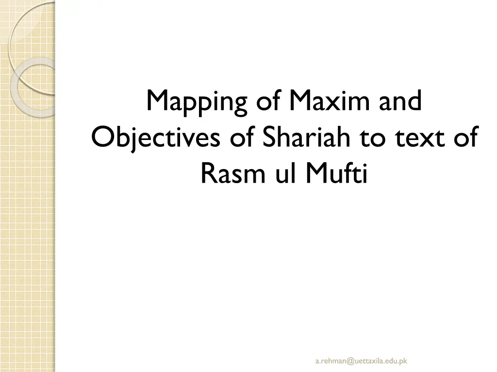mapping of maxim and objectives of shariah