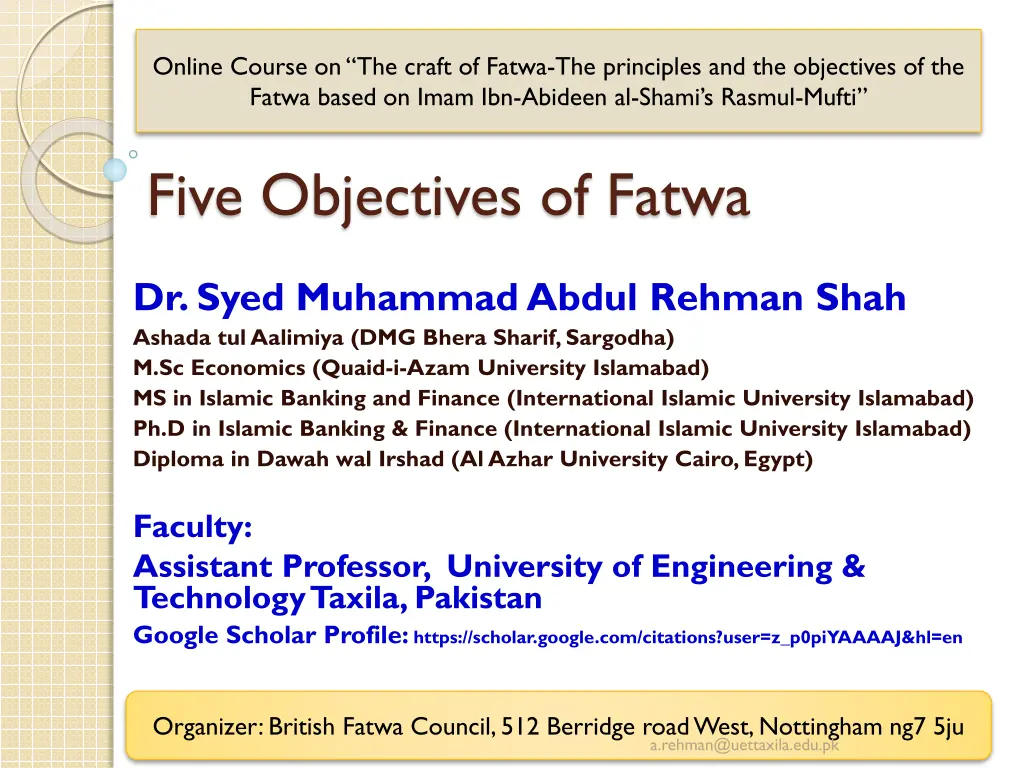 online course on the craft of fatwa