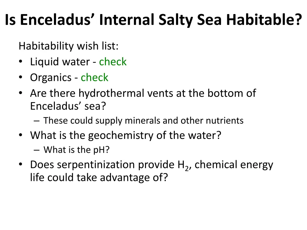 is enceladus internal salty sea habitable