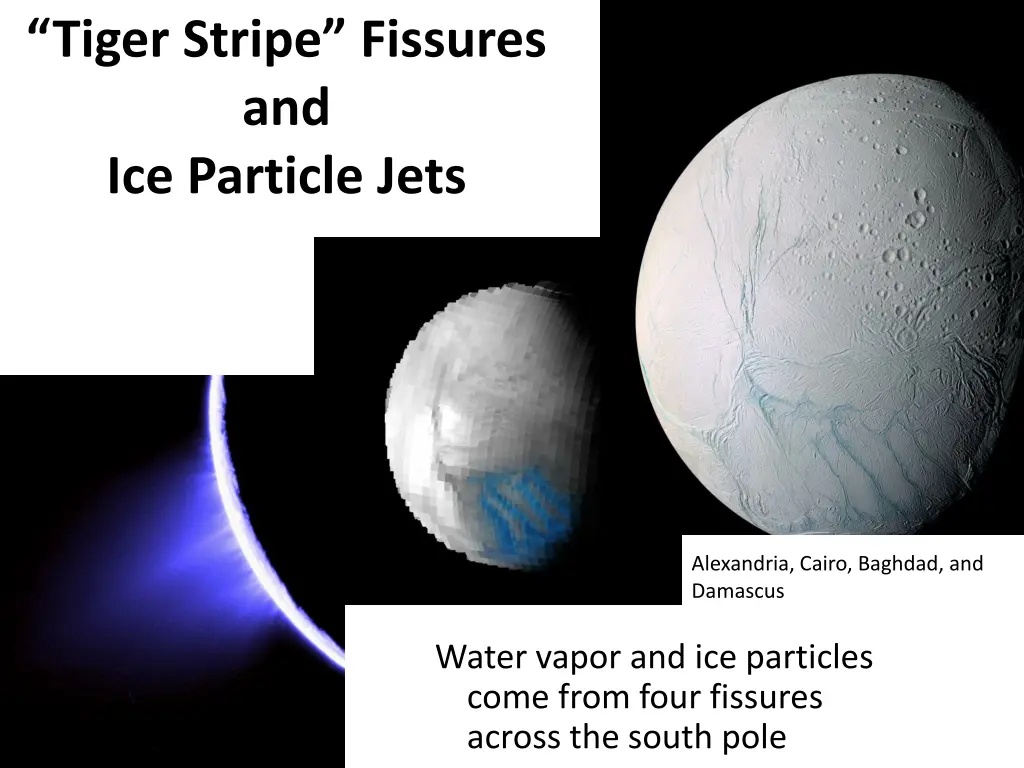 tiger stripe fissures and ice particle jets