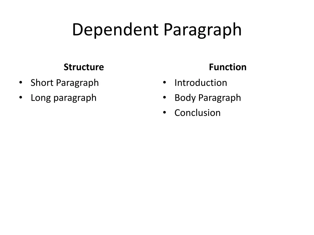 dependent paragraph