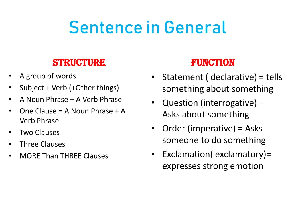 sentence in general