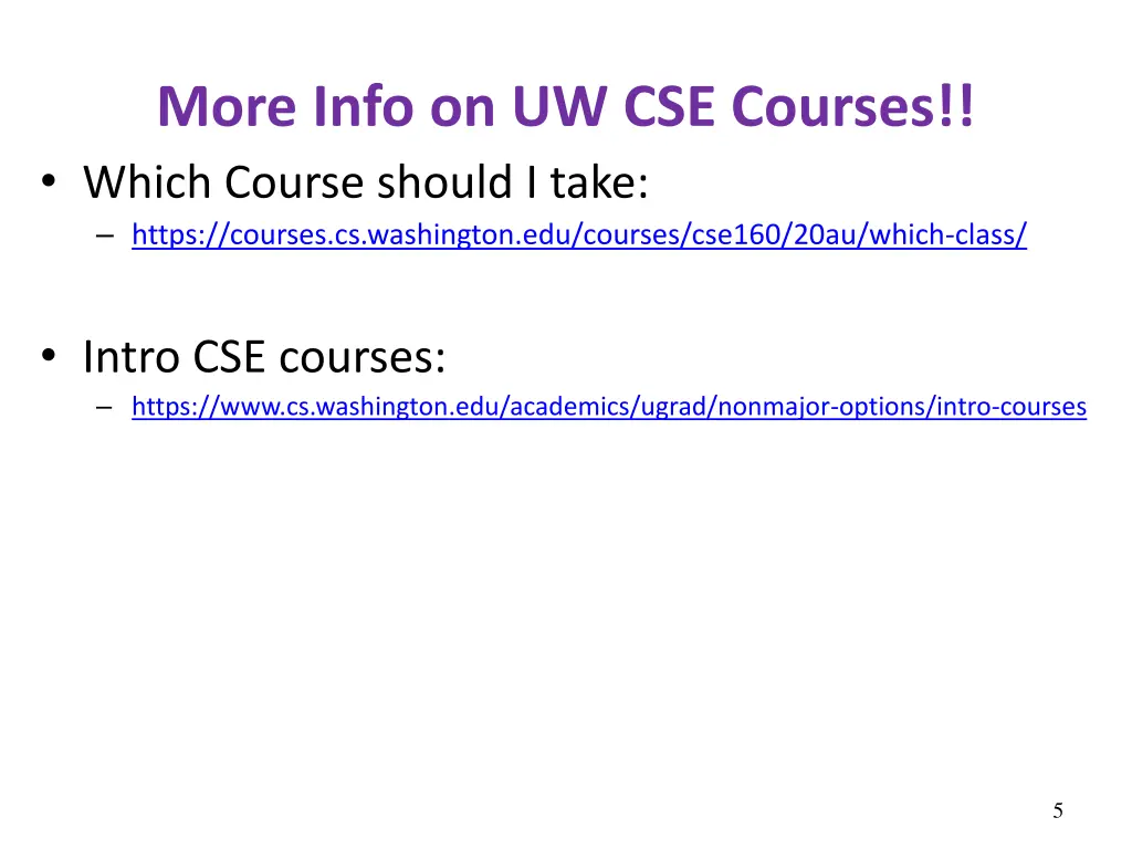 more info on uw cse courses which course should