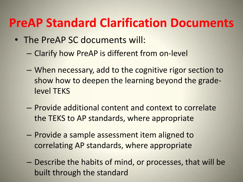 preap standard clarification documents the preap