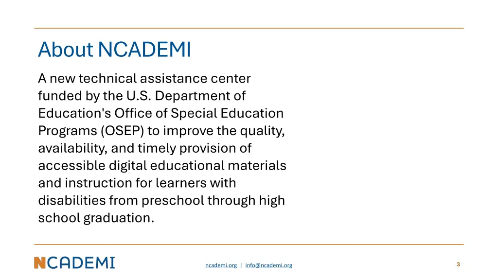 about ncademi a new technical assistance center