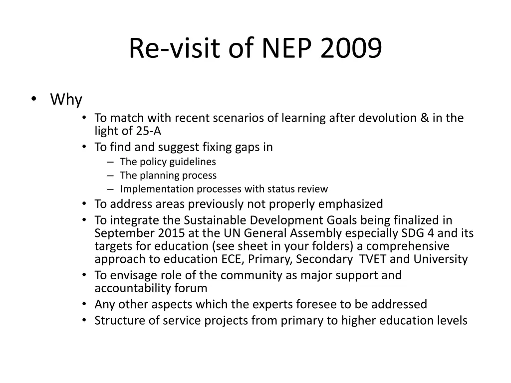 re visit of nep 2009