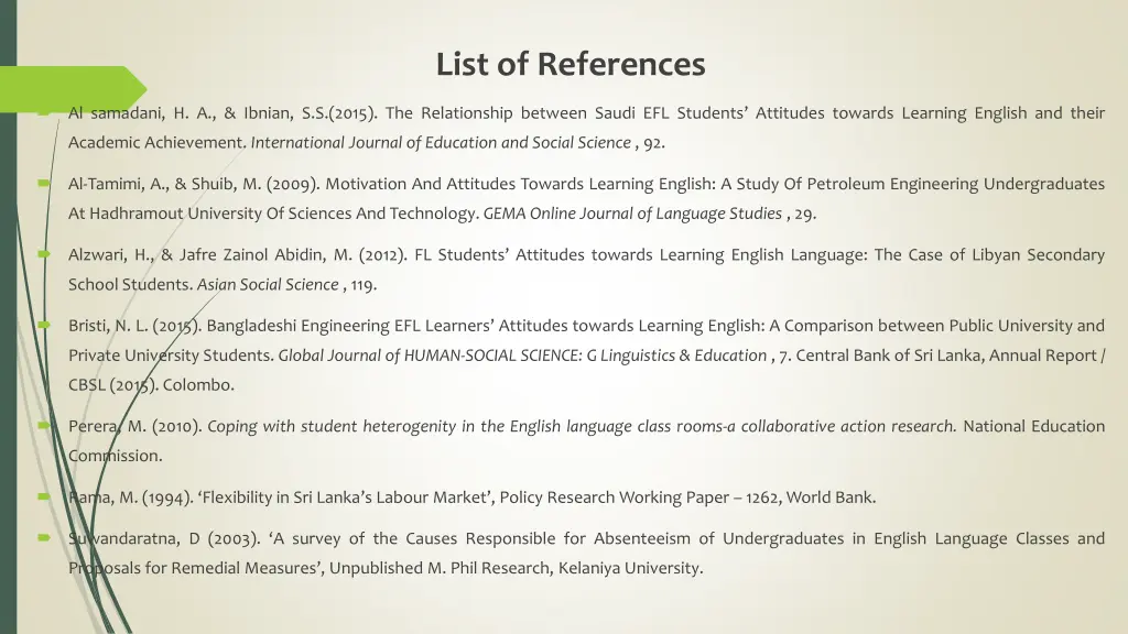 list of references