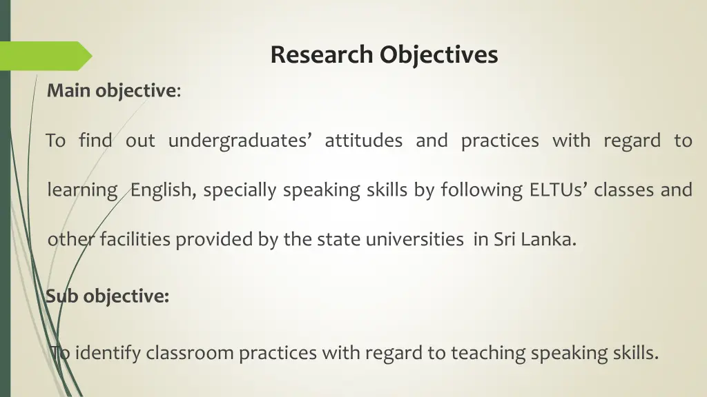 research objectives