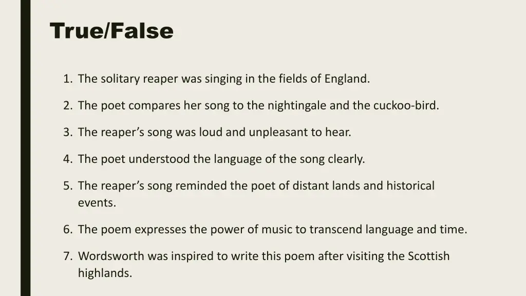 true false