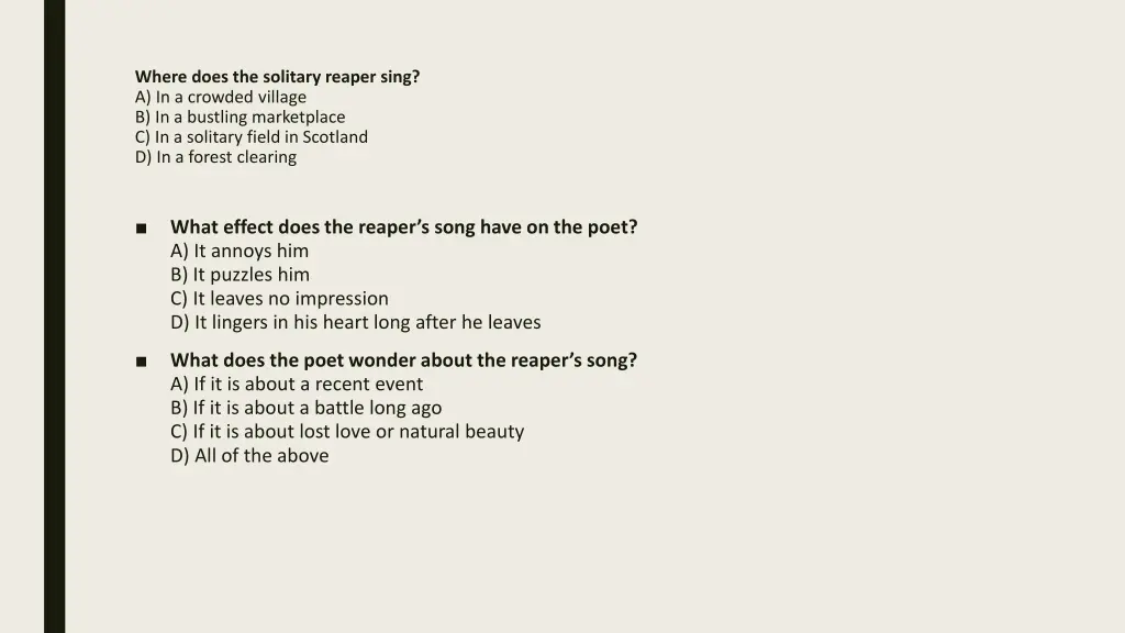 where does the solitary reaper sing