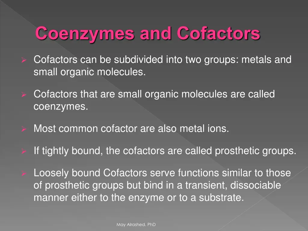 coenzymes and cofactors