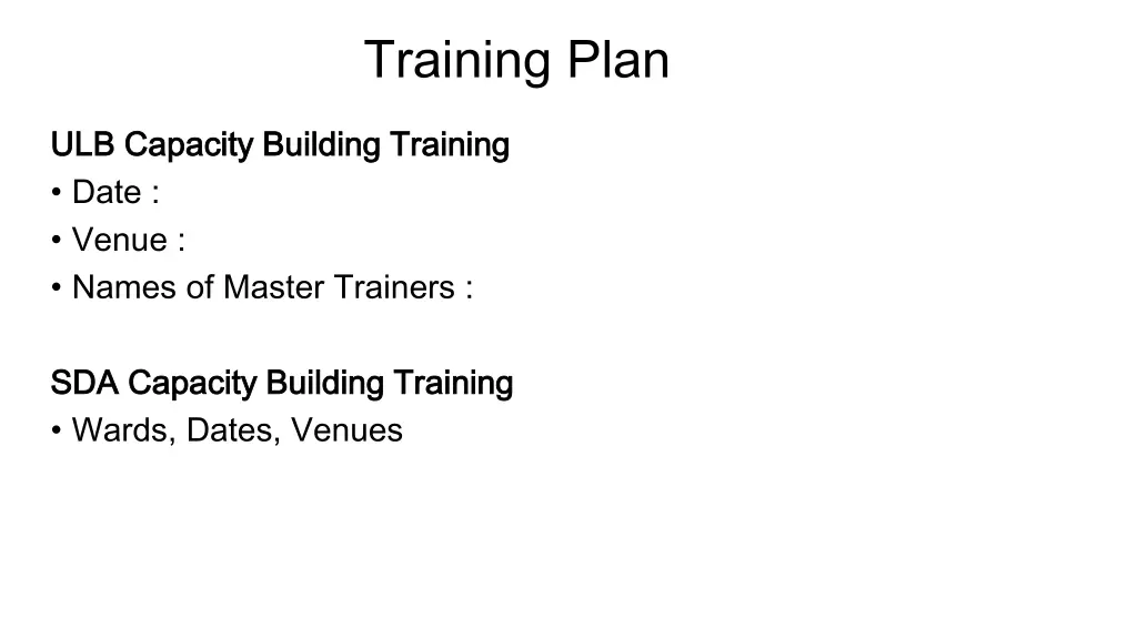 training plan