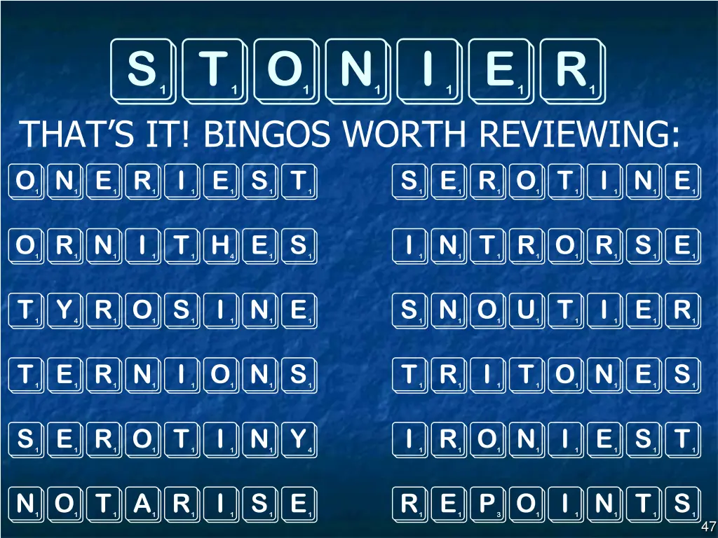 stonier that s it bingos worth reviewing oneriest