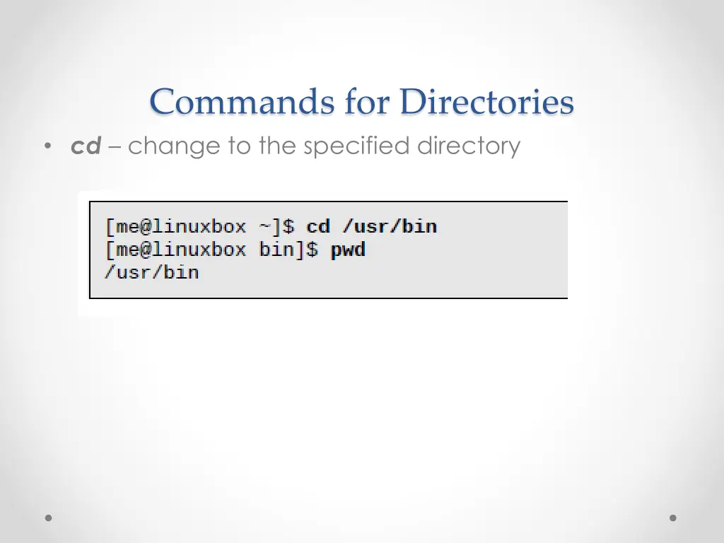 commands for directories cd change