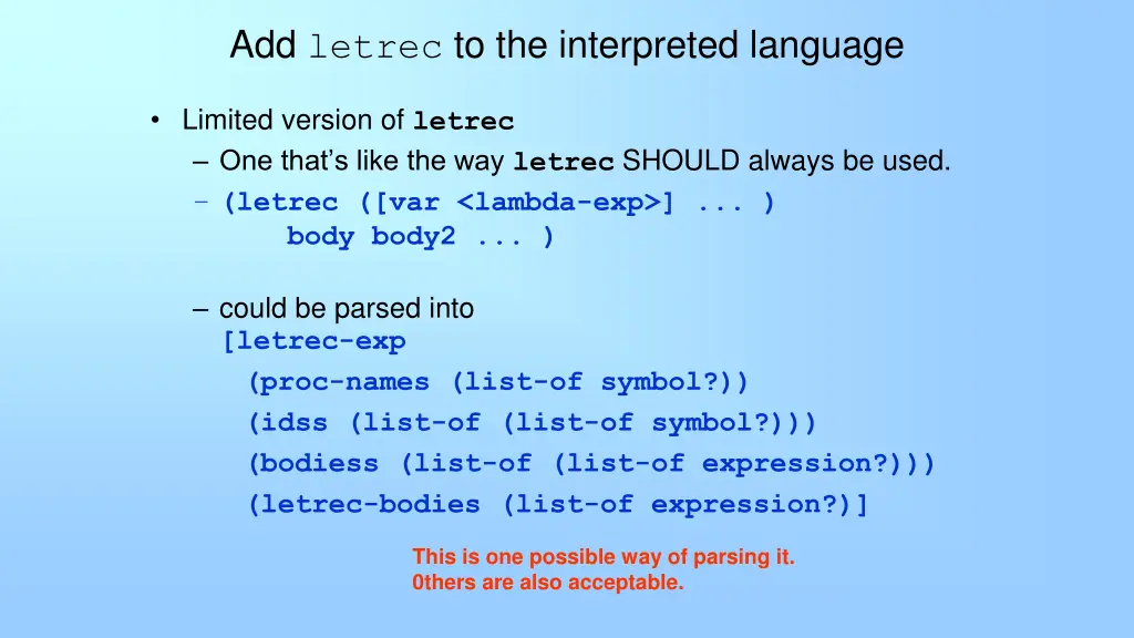 add letrec to the interpreted language