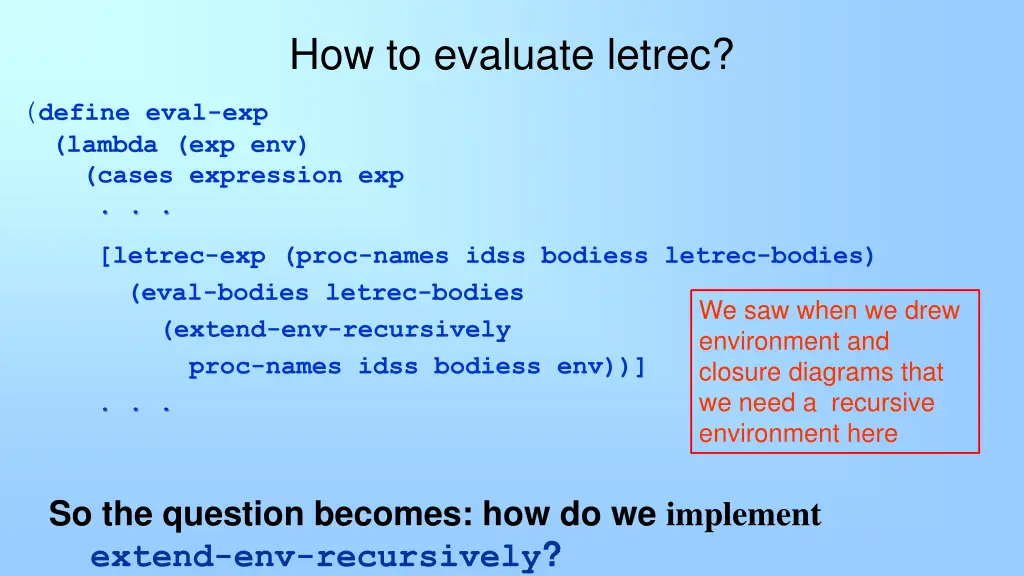 how to evaluate letrec