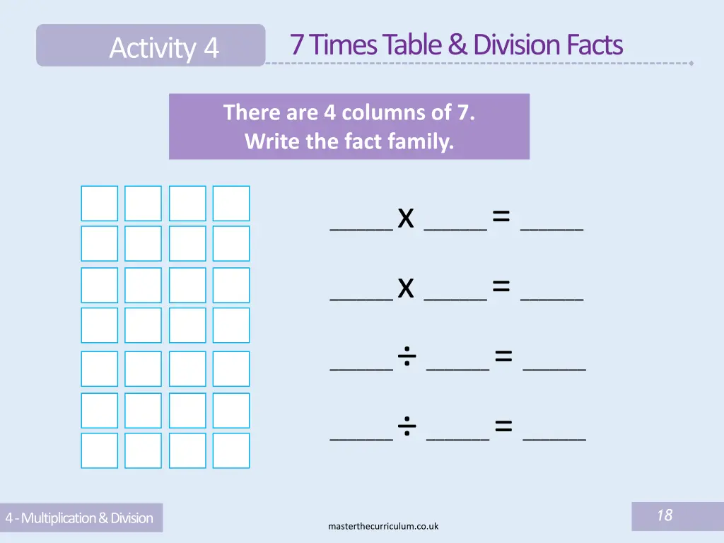 7 times table division facts 6