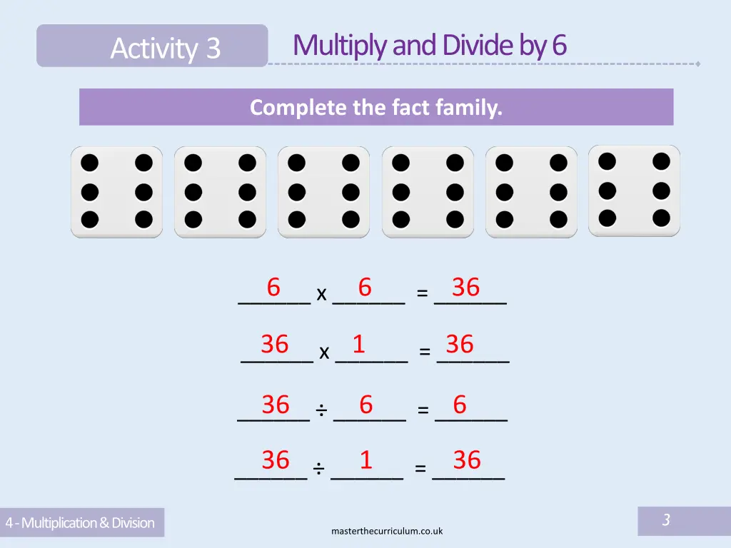 multiply and divide by 6 1