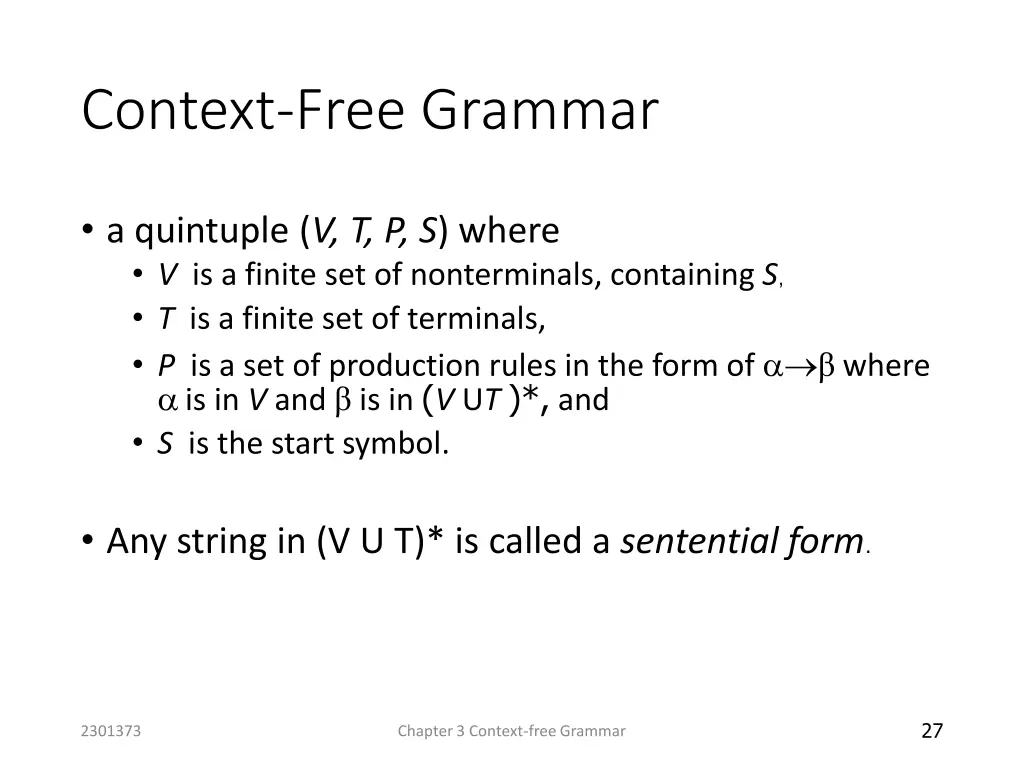 context free grammar