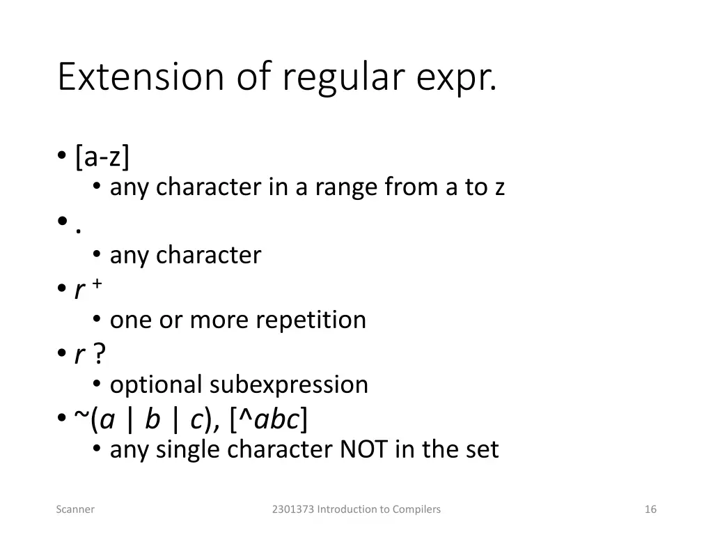 extension of regular expr