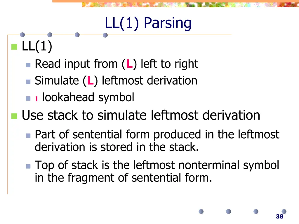 ll 1 parsing
