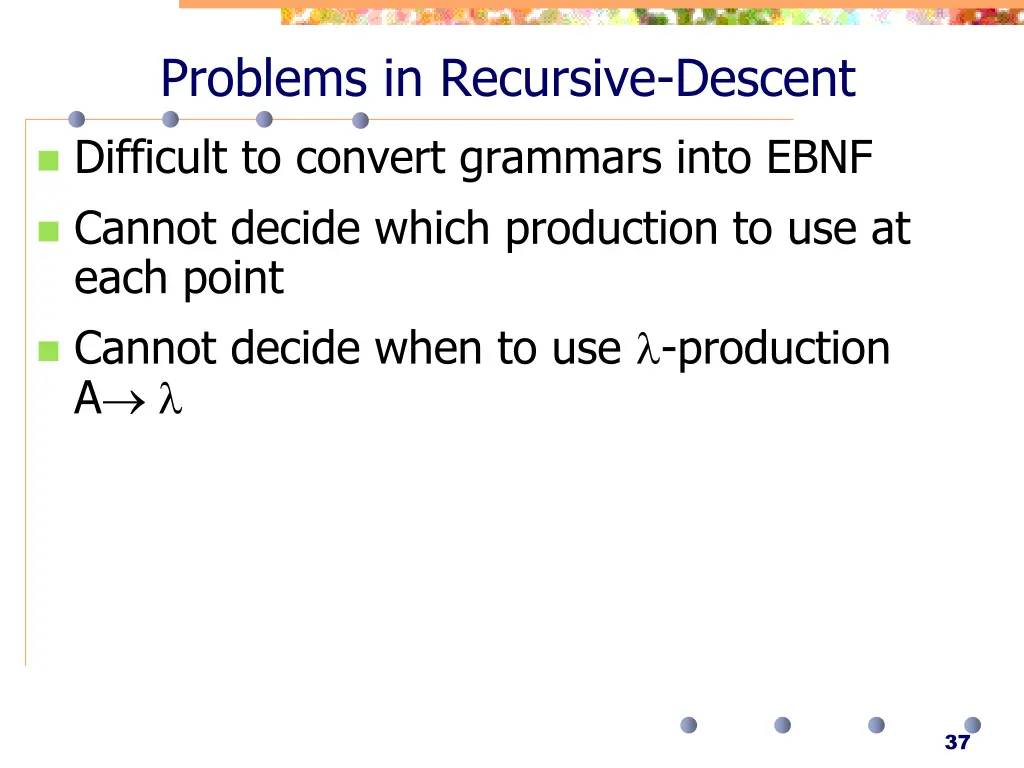problems in recursive descent