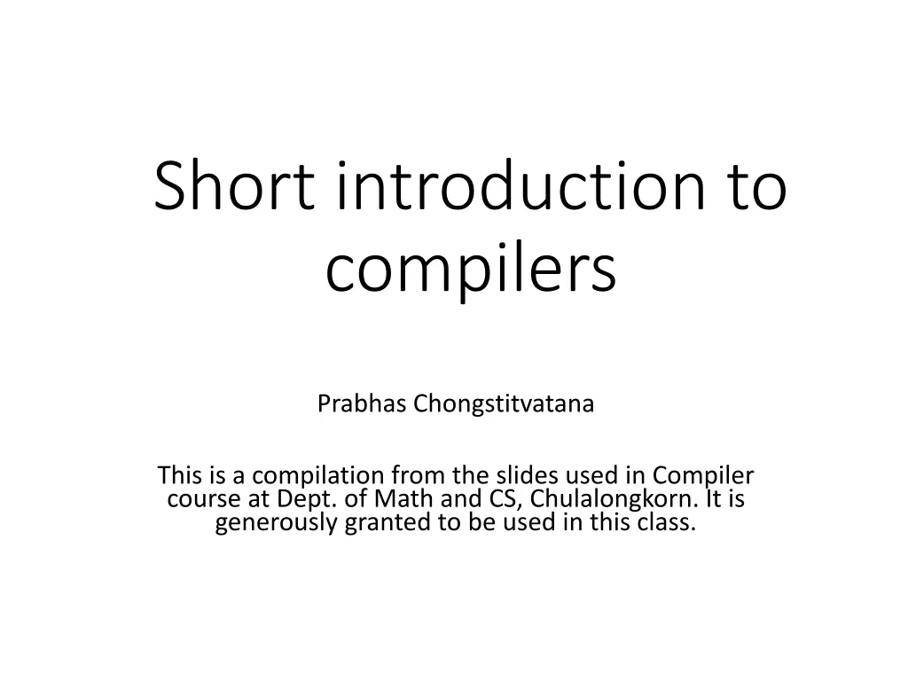 short introduction to compilers