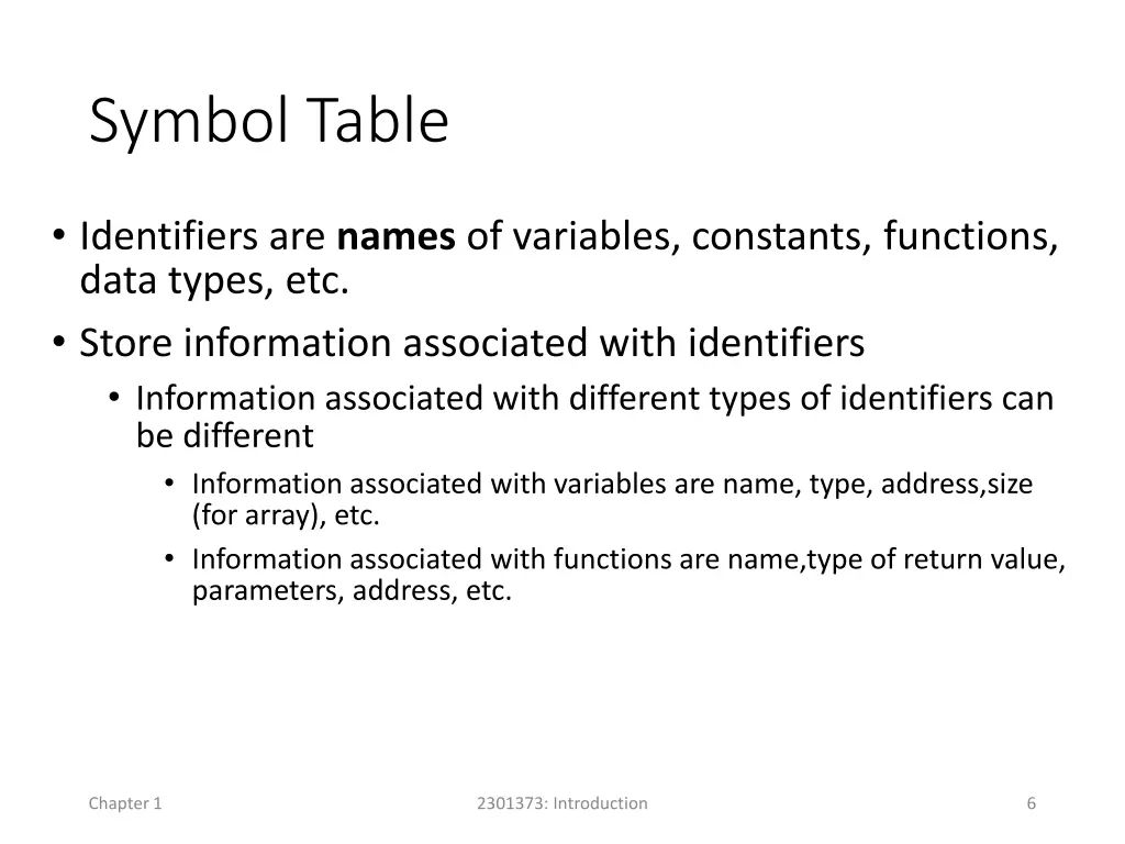 symbol table