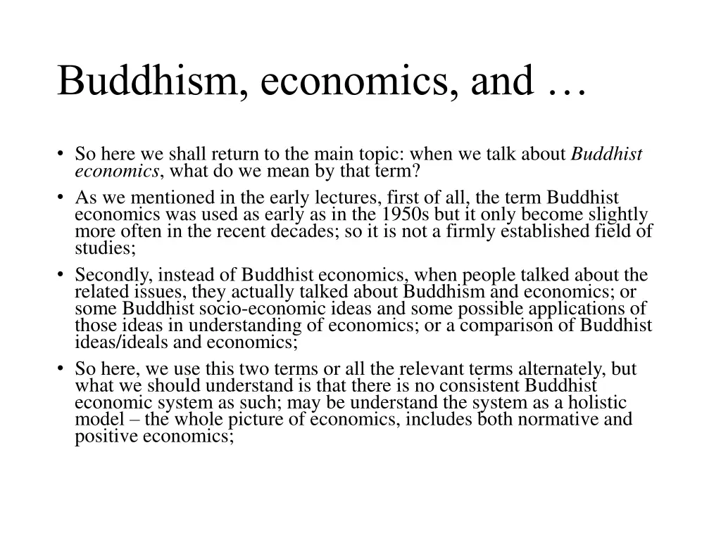 buddhism economics and